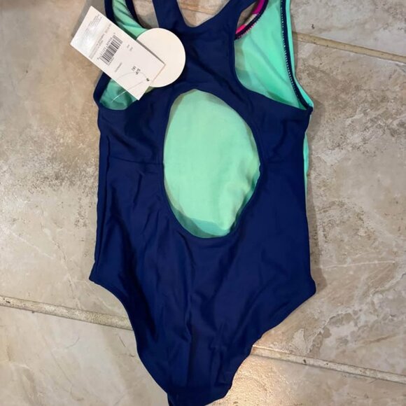 Girls' Size 6 Navy Blue & Mint Green One-Piece Swimsuit ⭐2 for 15⭐ - Picture 2 of 2